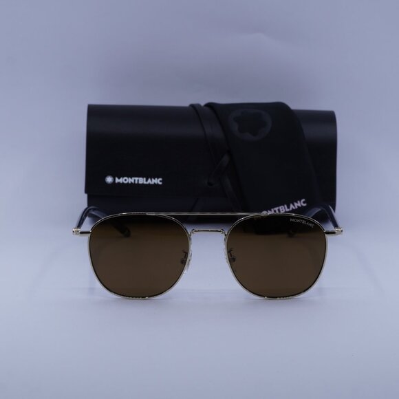 Montblanc MB0271S 009 Square Sunglasses - Gold/Brown - Picture 7 of 11